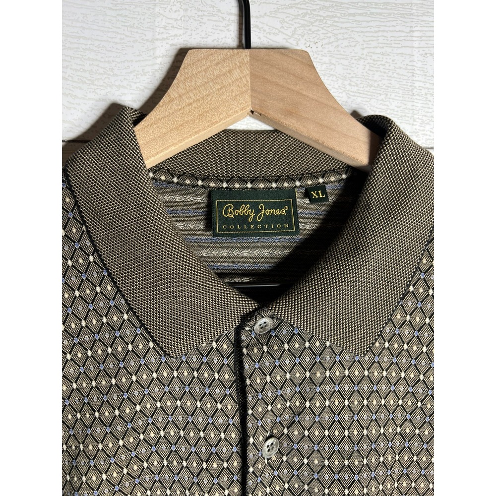 Bobby Jones Mens XL Augusta National Masters Golf Polo Brown Geometric Pattern - Picture 8 of 13